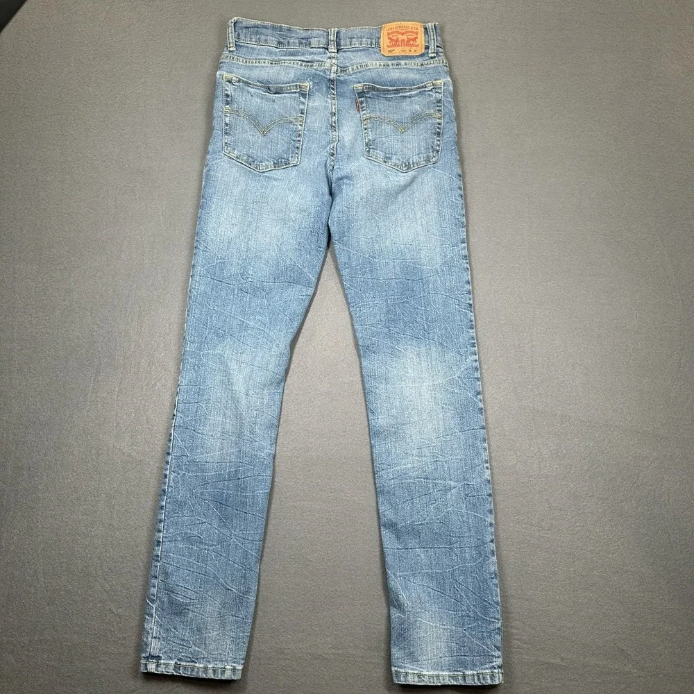 Levi's 502 Jeans Boys 16R Blue Light Wash Denim Regular Taper Distressed Whisker
